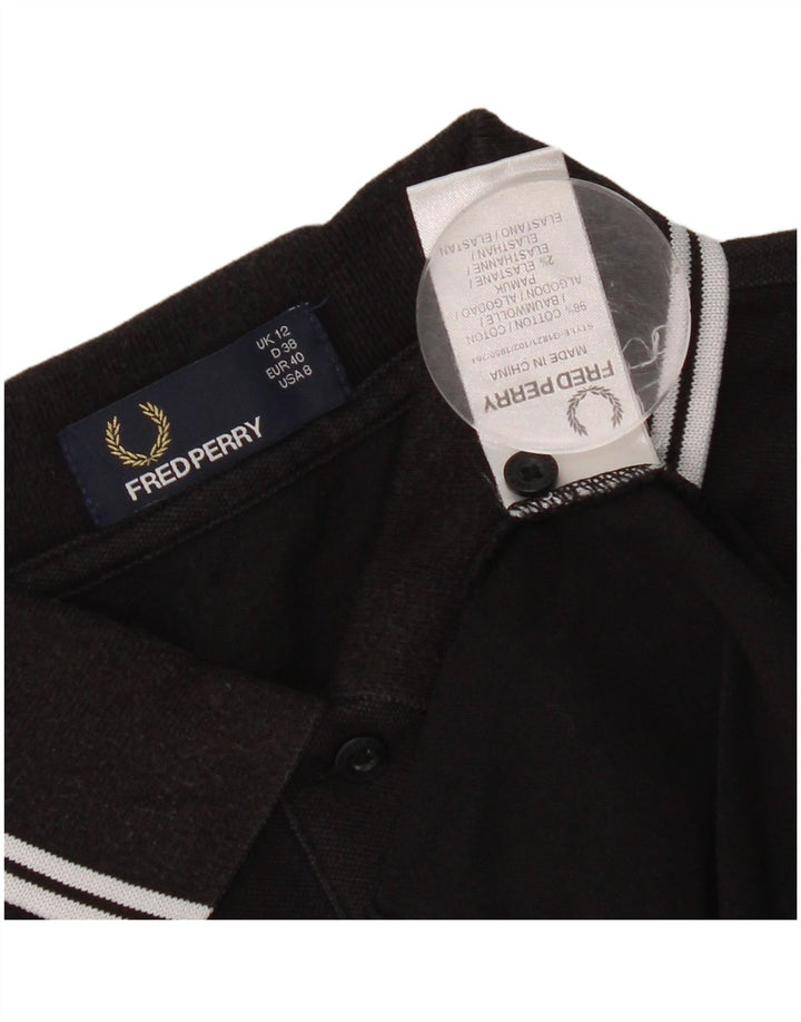 Polo da donna Fred Perry UK 12 media cotone nero