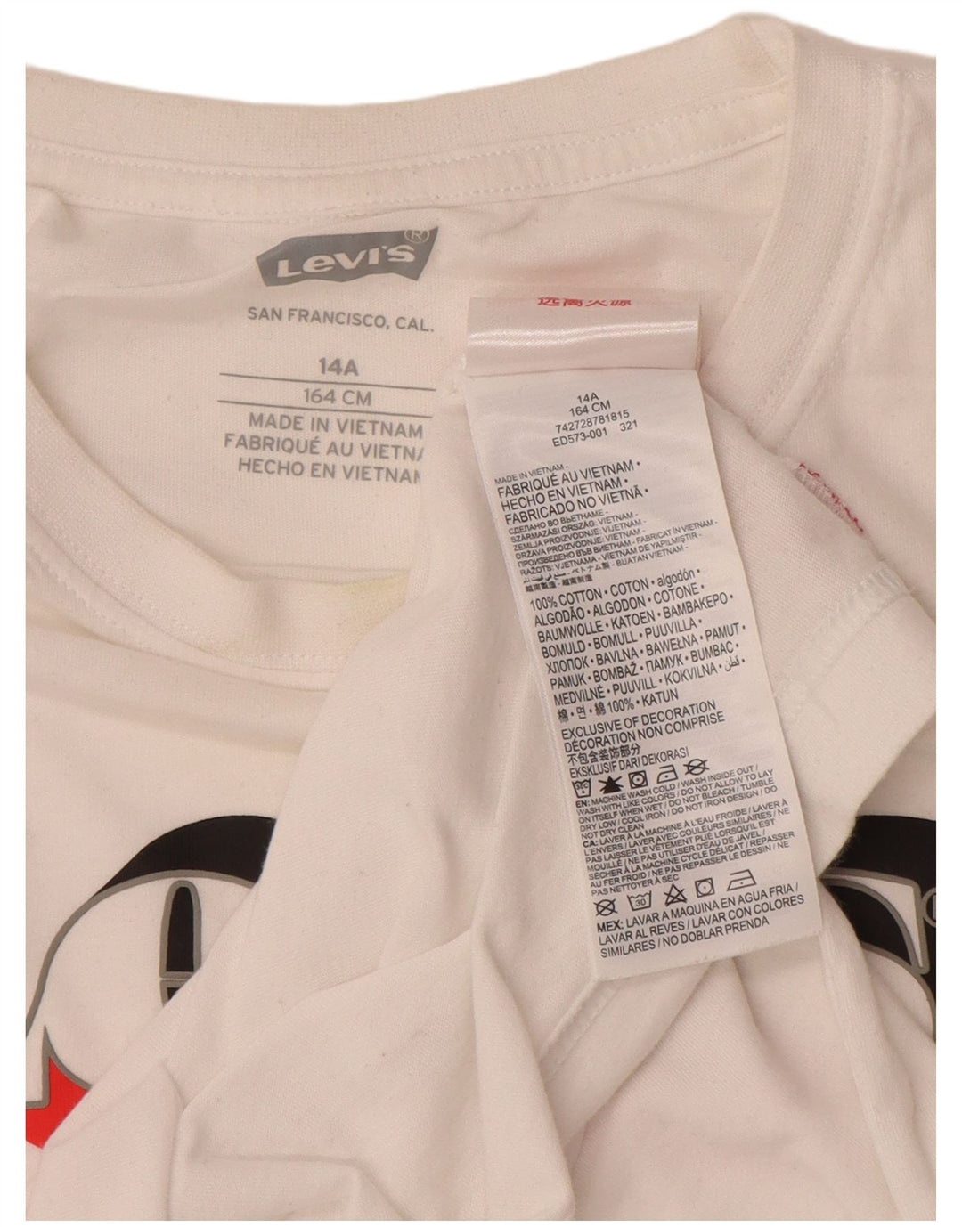 T-shirt grafica per ragazzi LEVI'S 13-14 anni in cotone bianco