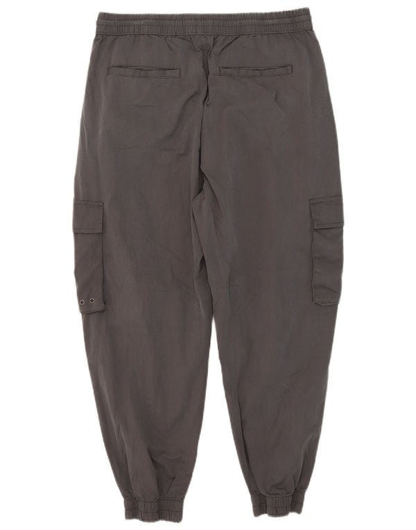 Zara Uomo Crop Joggers Pantaloni Cargo Grandi W32 L24 Poliestere Grigio