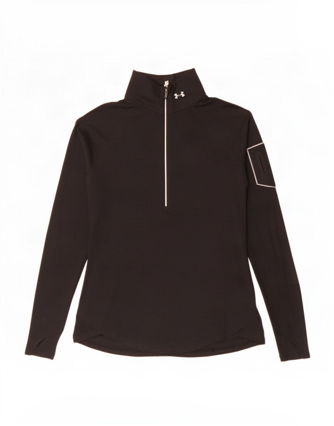 Maglia da ginnastica Under Armour da donna con collo e zip, taglia UK 14, grande, nera