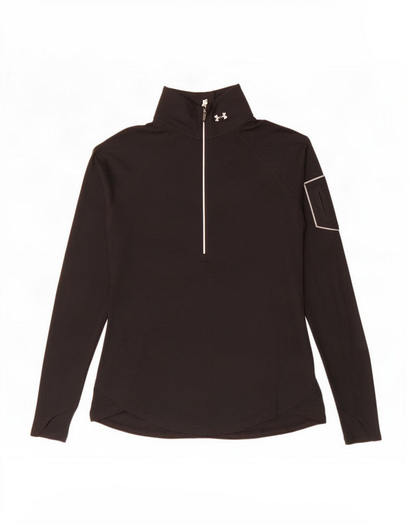 Maglia da ginnastica Under Armour da donna con collo e zip, taglia UK 14, grande, nera