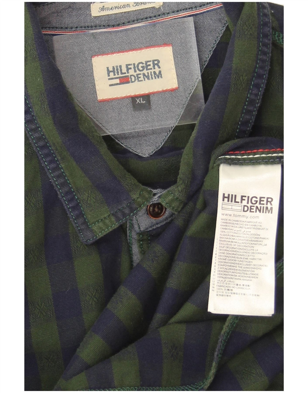Camicia da uomo Tommy Hilfiger XL verde cotone a quadretti