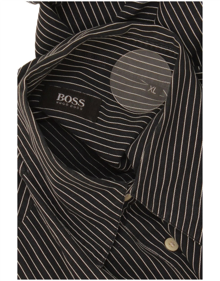 Hugo Boss Mens Shirt XL Navy Blue Striped