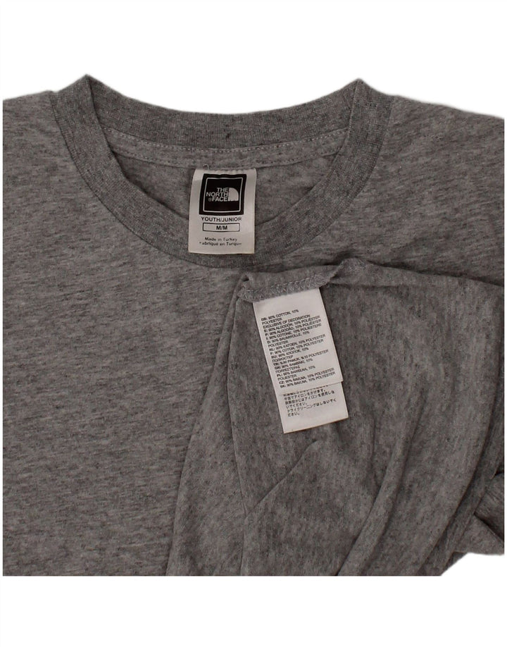 THE NORTH FACE Boys T-Shirt Top 9-10 Years Medium Grey Flecked Cotton