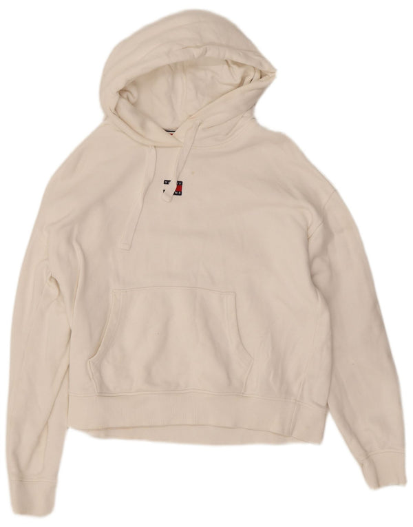 Maglione oversize con cappuccio da donna Tommy Hilfiger UK 10 piccolo cotone bianco