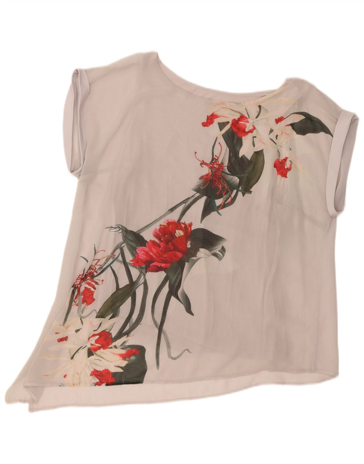 Camicetta asimmetrica da donna Coast Top UK 16 Grande poliestere floreale grigio