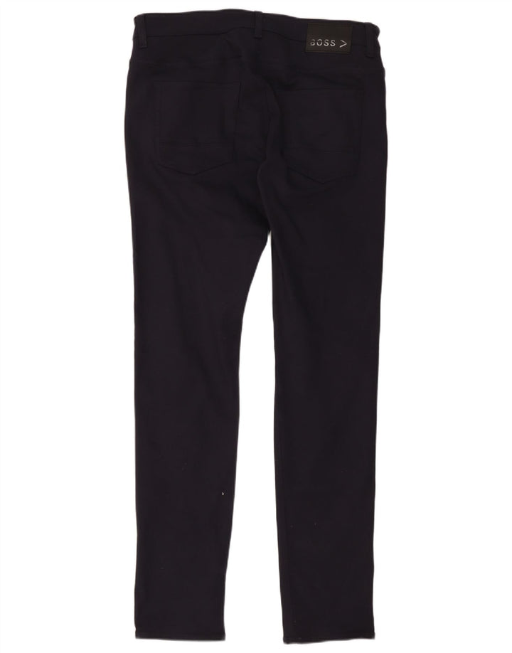Pantaloni casual slim da uomo Hugo Boss W34 L34 poliestere blu navy