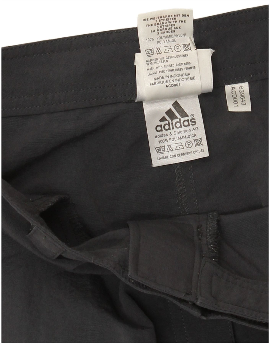 Pantaloni Capri da donna Adidas UK 14 Large W32 L21 Poliammide grigio