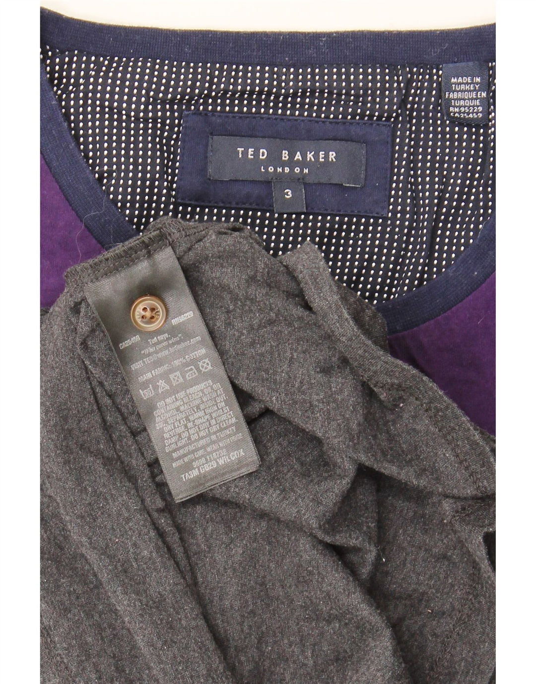 T-shirt da uomo Ted Baker taglia superiore 3 cotone color block grigio medio