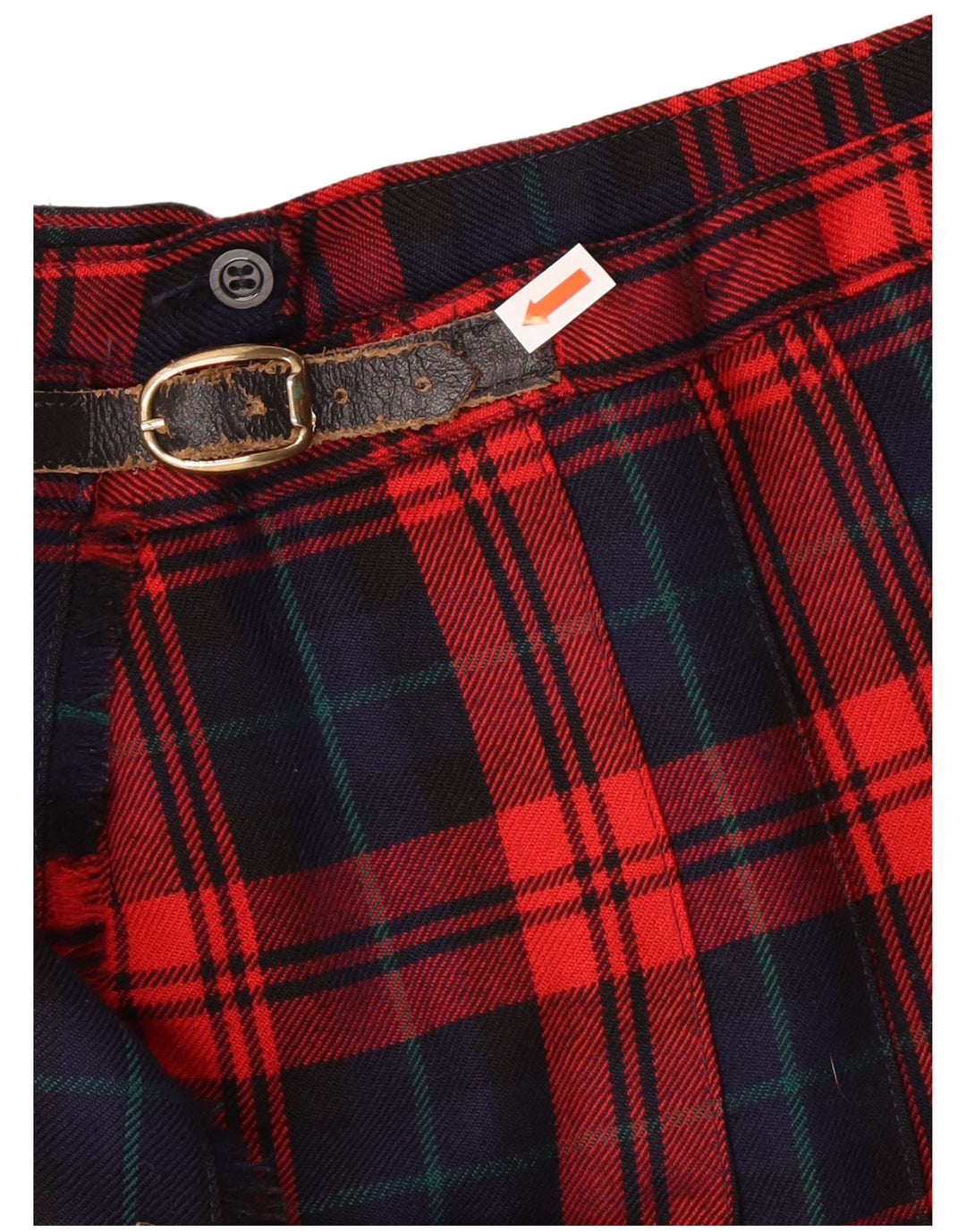 Gonna a pieghe vintage da donna a coltello IT 42 Media W28 Lana vergine a quadri rossi