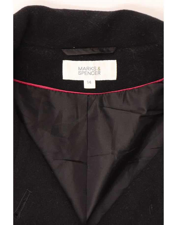 Giubbotto bomber con maniche a 3/4 da donna Marks & Spencer UK 14 Large Black New Wool