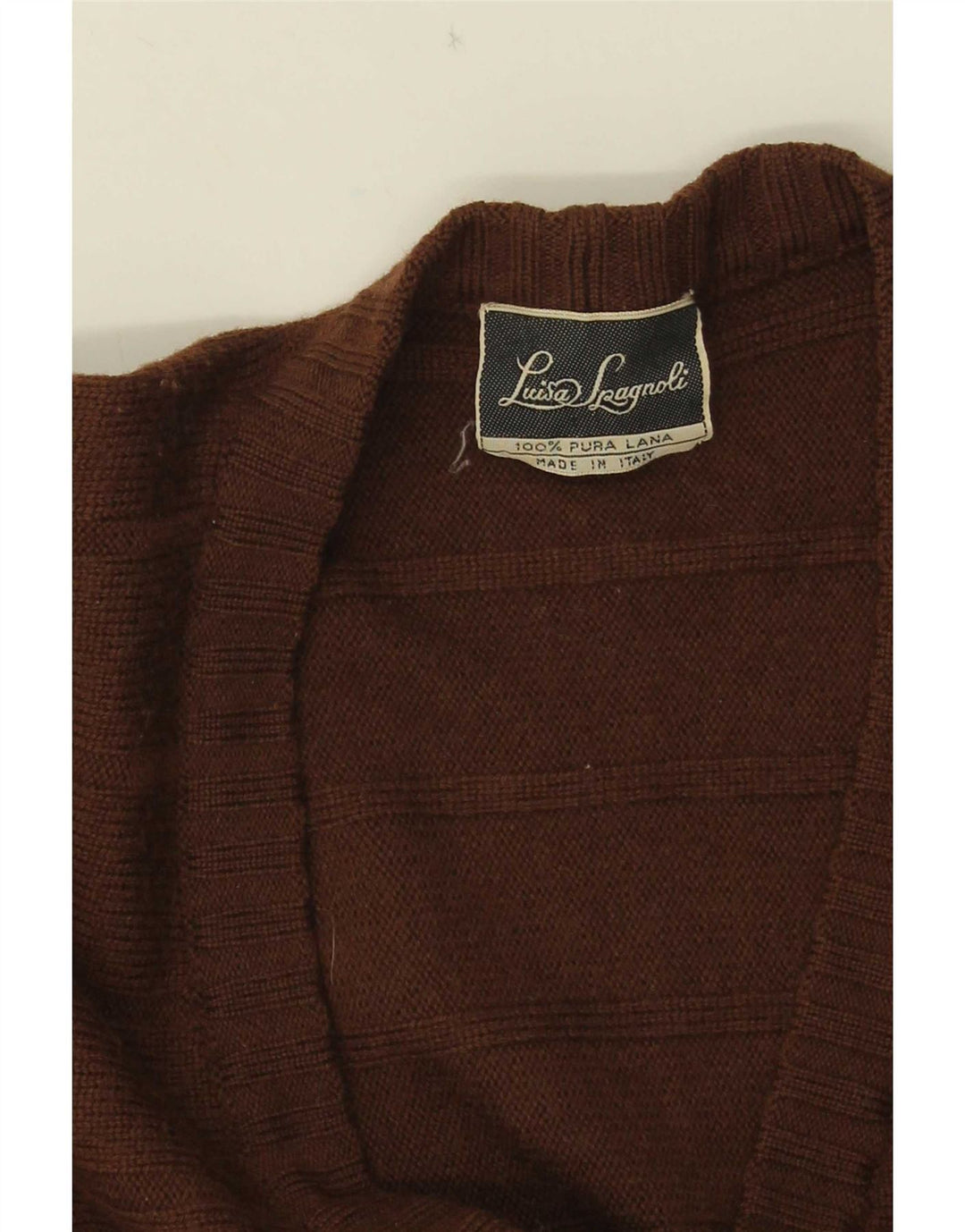 Maglione cardigan da donna Luisa Spagnoli UK 14 Lana a righe marrone medio
