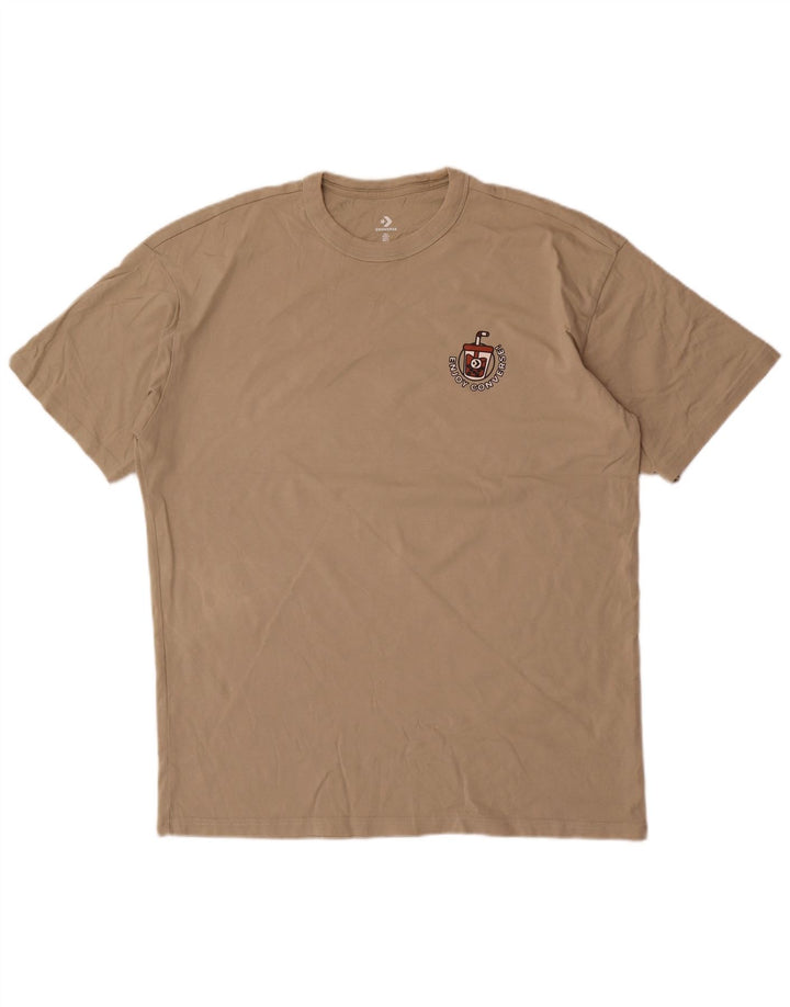 T-shirt grafica da uomo Converse Top grande in cotone beige