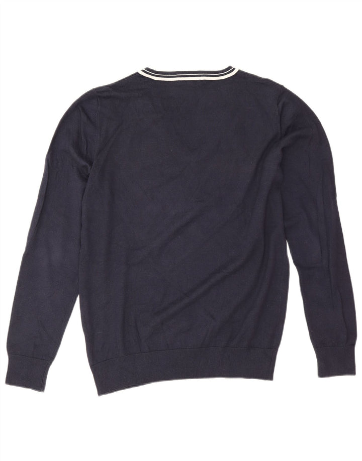 Maglione maglione da donna con scollo a V Lacoste taglia 44 grande cotone blu navy