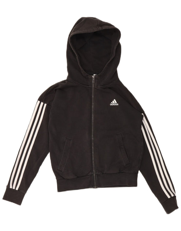 Felpa con cappuccio e zip oversize da donna Adidas UK 4/6 XS cotone nero