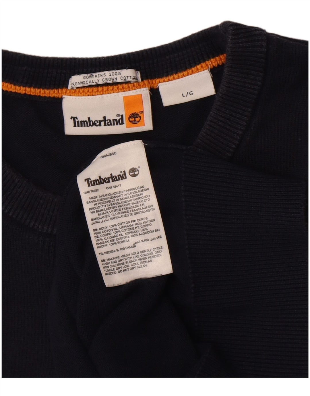 Maglione maglione girocollo da uomo Timberland grande cotone blu navy