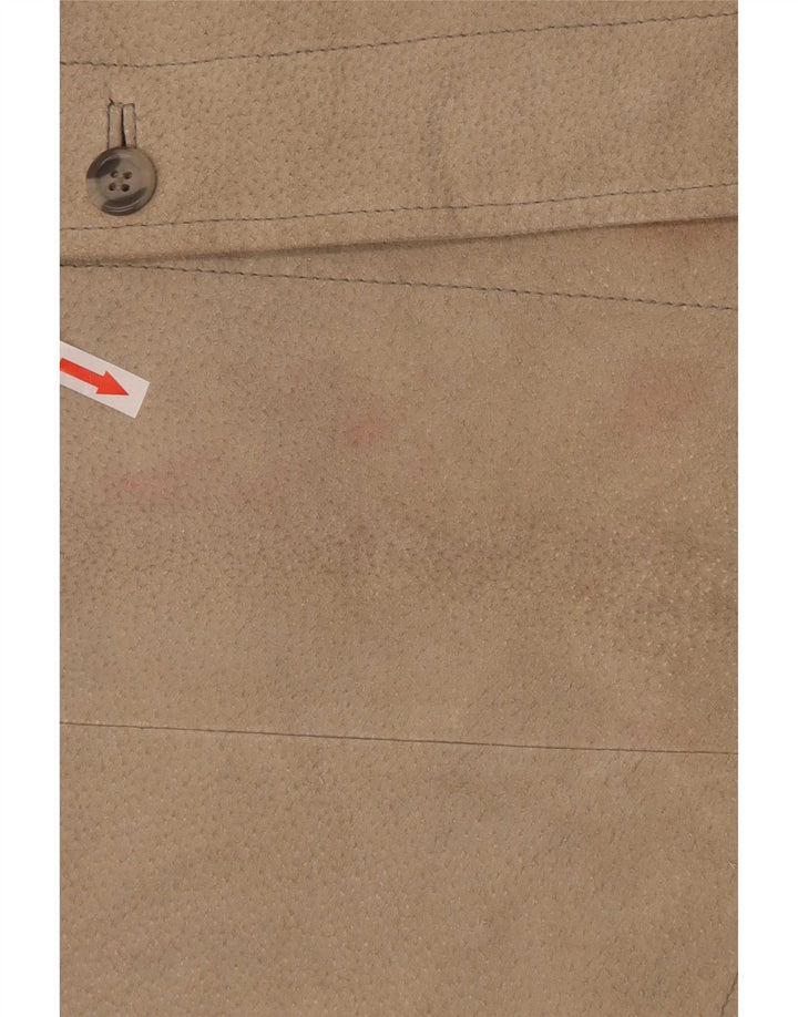 M. Flues Camicia da uomo in pelle scamosciata Camicia grande in pelle beige