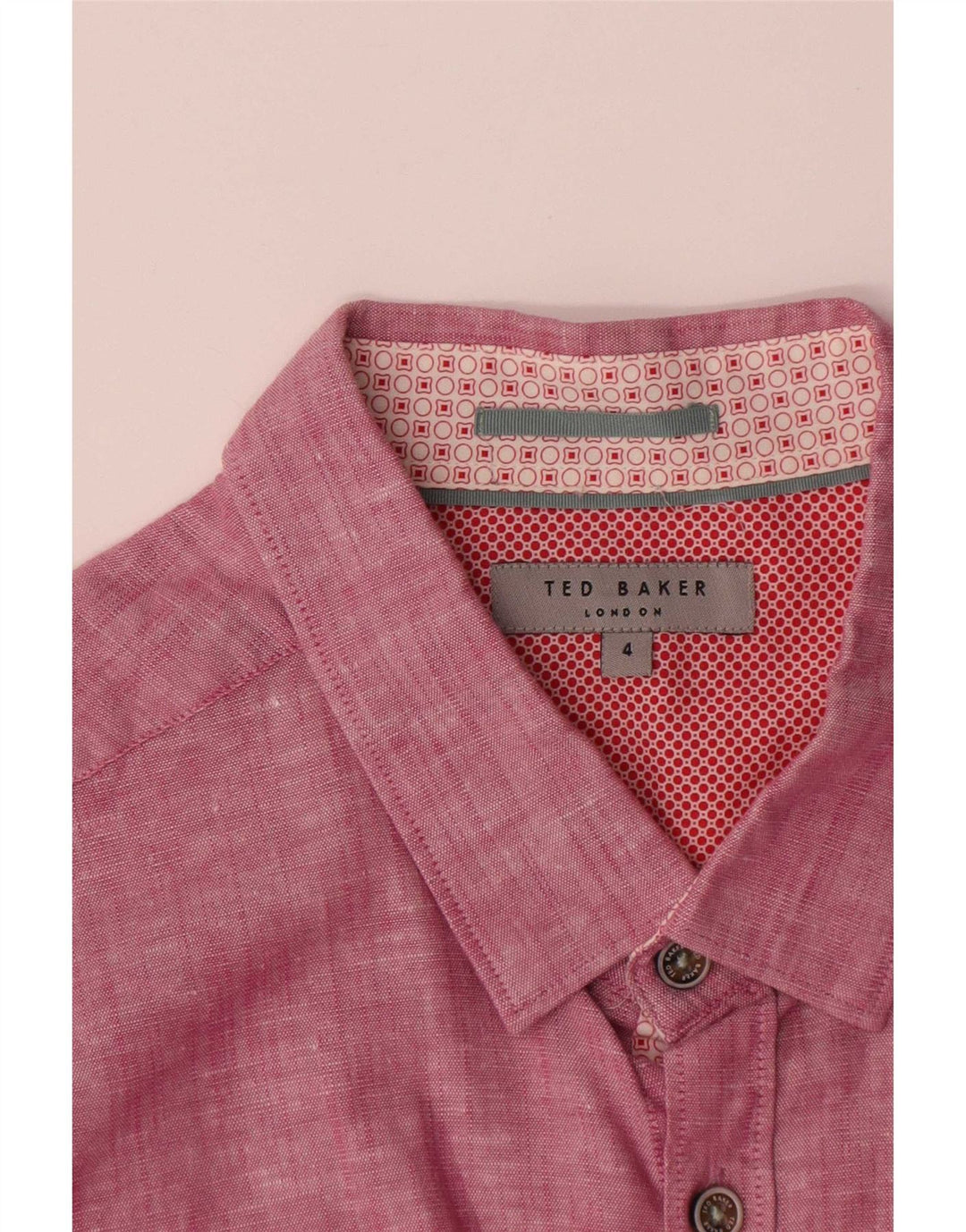 Camicia da uomo Ted Baker taglia 4 grande lino rosa
