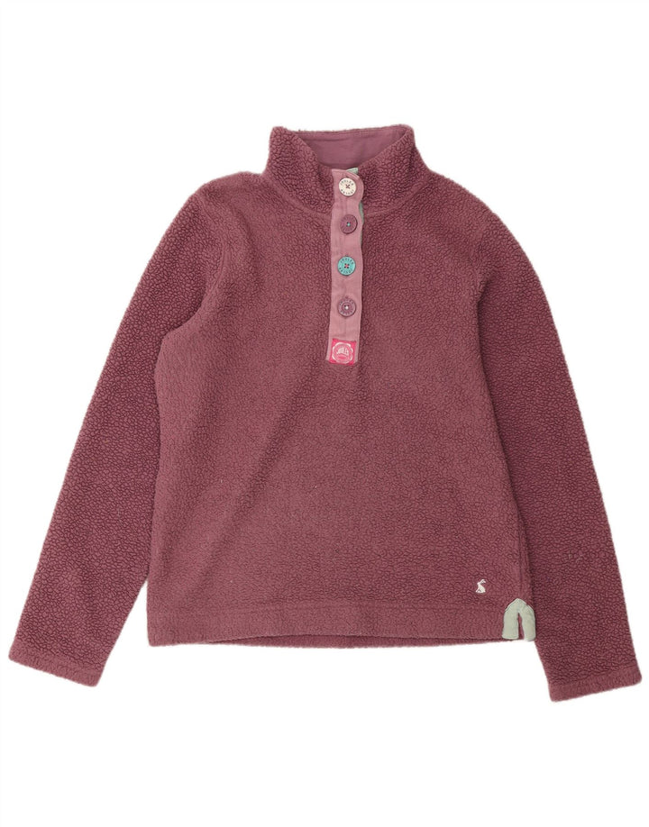 JOULES Womens Oversized Button Neck Fleece Jumper UK 10 Small Purple