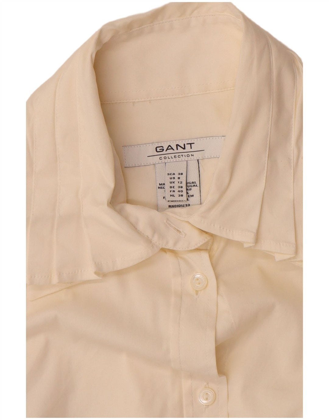 Camicia da donna Gant UK 12 cotone bianco sporco medio