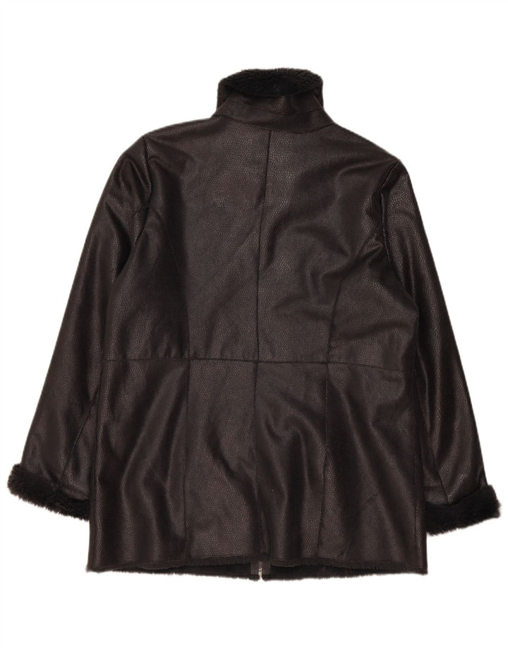 Dennis Basso Giacca Sherpa in ecopelle da donna UK 14 Medium Nero Poliestere
