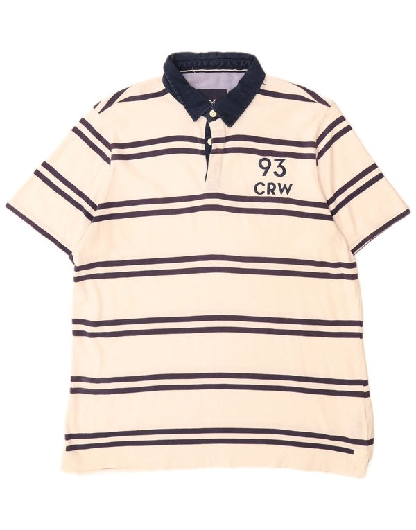 Crew Clothing Polo da uomo in cotone a righe grandi bianche