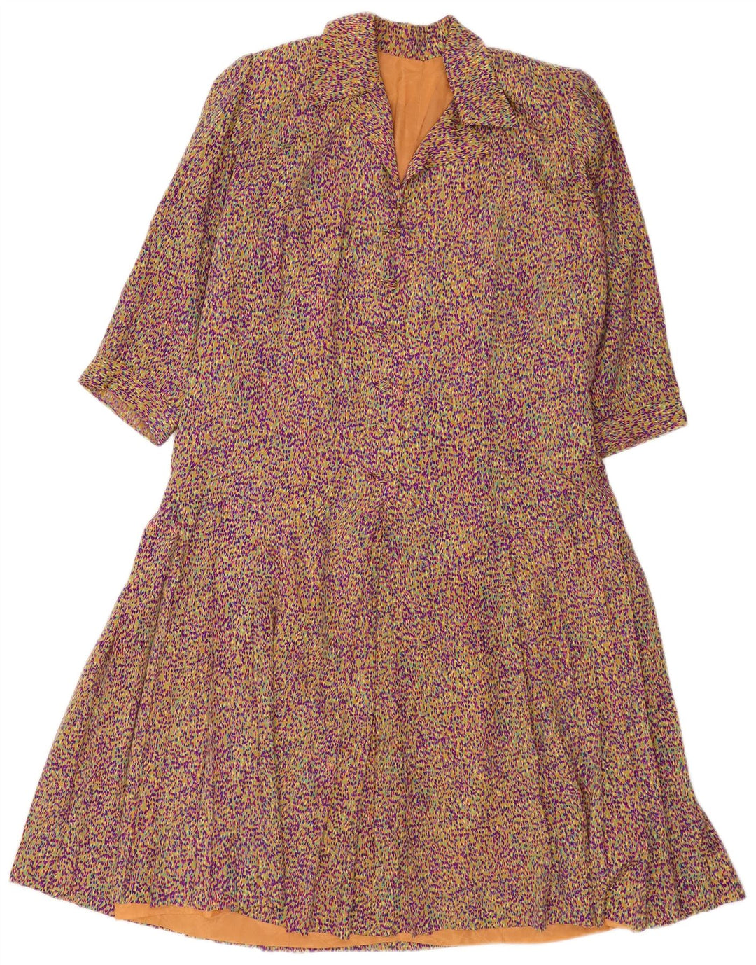 Abito vintage da donna a trapezio con maniche a 3/4 UK 14 medio multicolore retrò