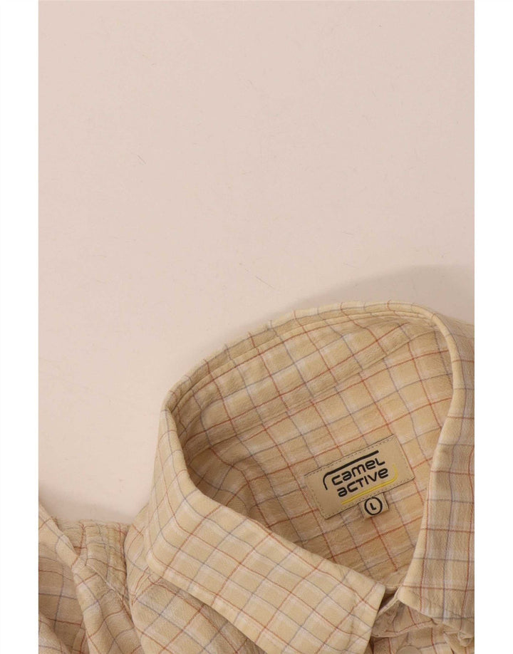 Camicia a maniche corte da uomo Camel Active a quadri beige grandi