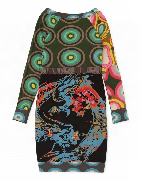 Desigual Womens Graphic Tubino UK 10 Piccolo multicolore geometrico