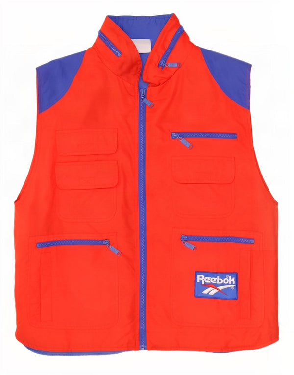 Gilet utility con cappuccio grafico da uomo Reebok UK 42 XL rosso color block in poliammide