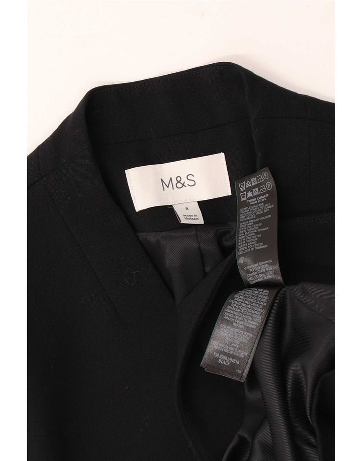 Giacca blazer aperta da donna Marks & Spencer UK 8 piccola poliestere nero