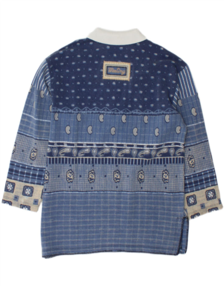 Felpa da uomo con collo alto Meeting, maglione patchwork blu medio