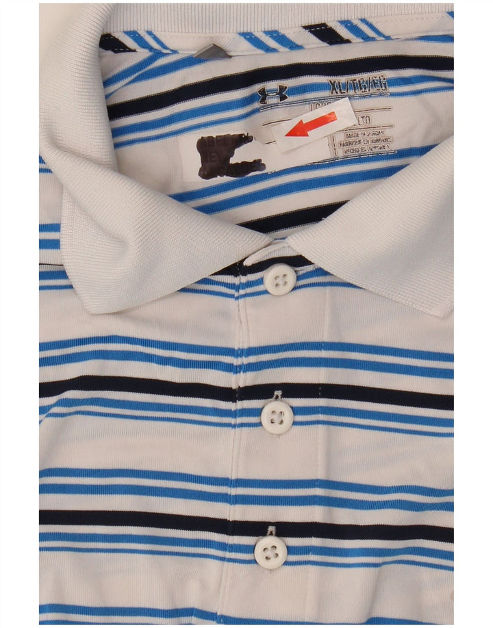Polo da uomo Under Armour XL poliestere a righe bianche