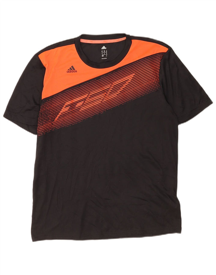 T-shirt grafica da uomo Adidas Top in poliestere color block medio nero