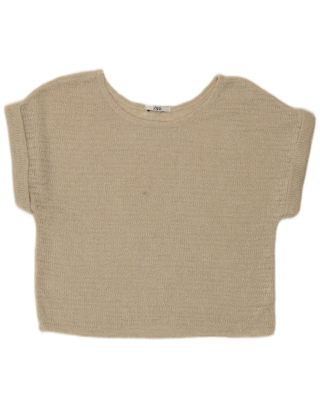 Top corto in maglia Zara da donna, taglia UK 16, grande, beige