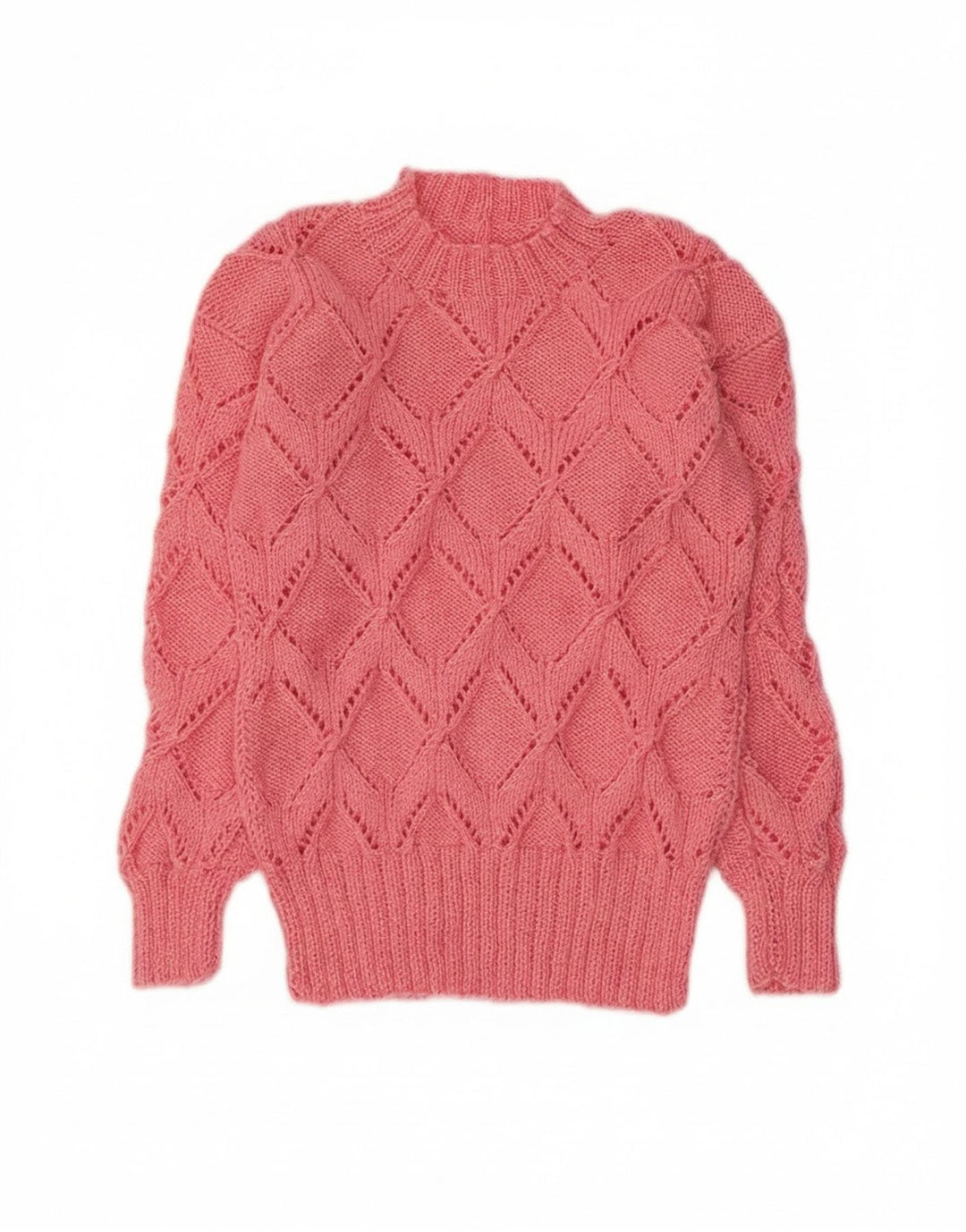 Maglione maglione vintage da donna con collo dolcevita UK 10 piccolo rosa