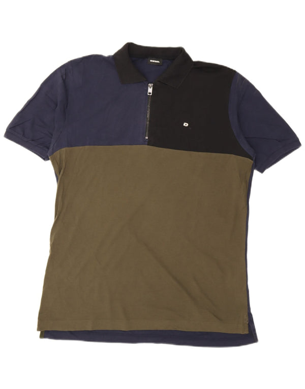 Polo da uomo Diesel XL in cotone color block multicolore