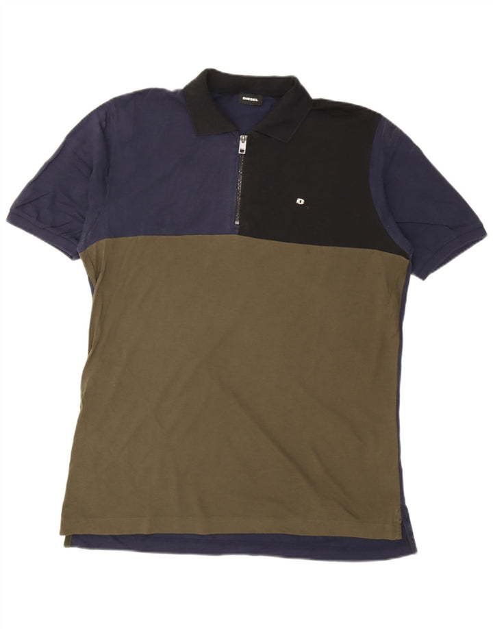Polo da uomo Diesel XL in cotone color block multicolore