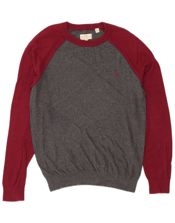 Maglione maglione girocollo da uomo Jack Wills piccolo cotone color block grigio