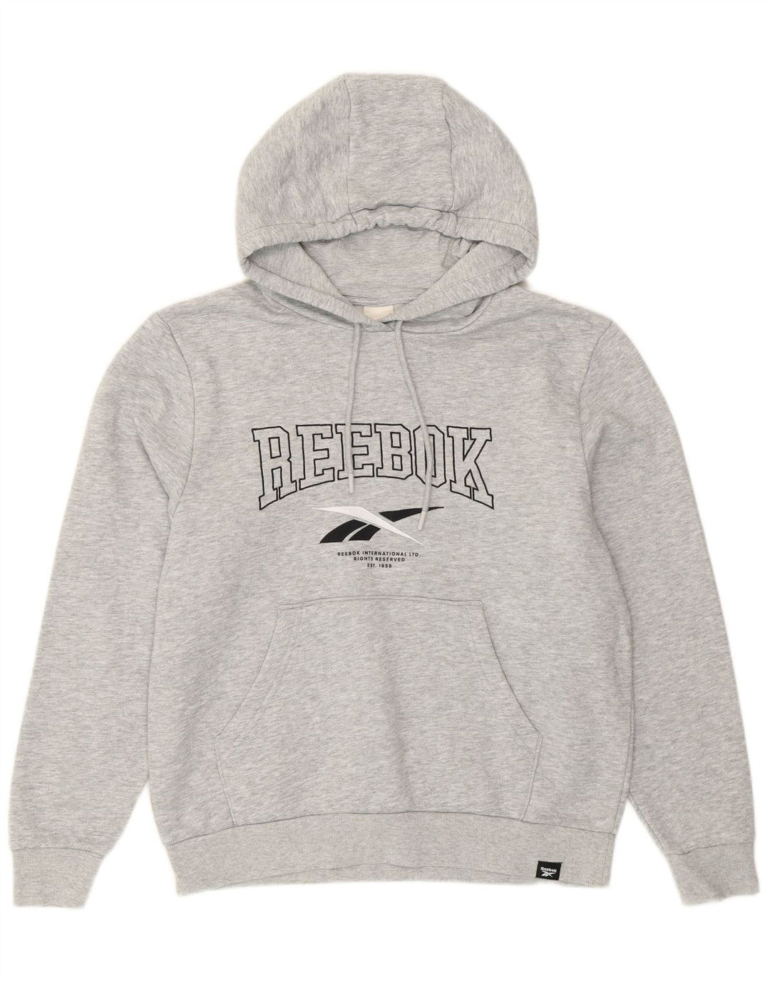 Maglione con cappuccio grafico da uomo Reebok piccolo in cotone grigio