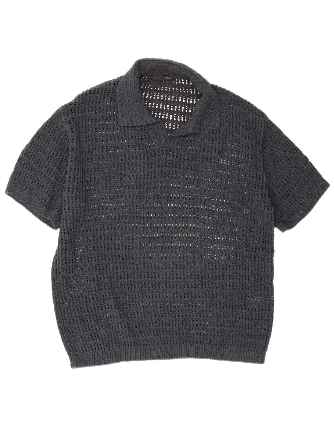 Polo da uomo Zara in cotone grigio medio