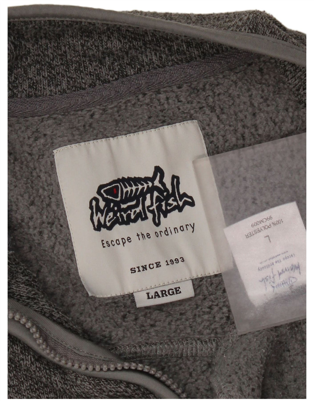 Felpa da uomo con collo con zip Weird Fish, grande poliestere chiazzato grigio