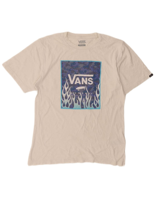 T-shirt grafica da bambino Vans Classic Fit 13-14 anni XL in cotone bianco