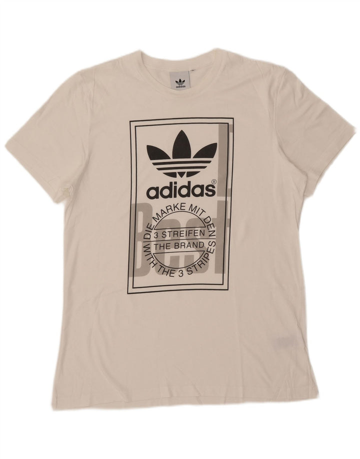 T-shirt grafica da uomo Adidas Top grande in cotone bianco