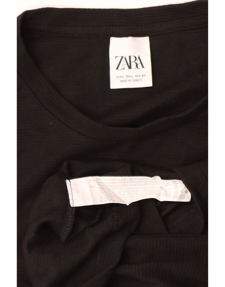 ZARA Maglietta da Uomo Top Large Nera in Poliestere