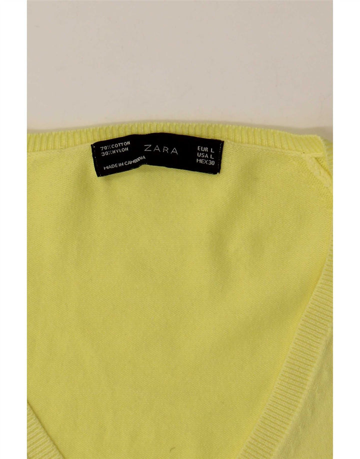 Maglione con scollo a V da donna Zara UK 14 grande giallo