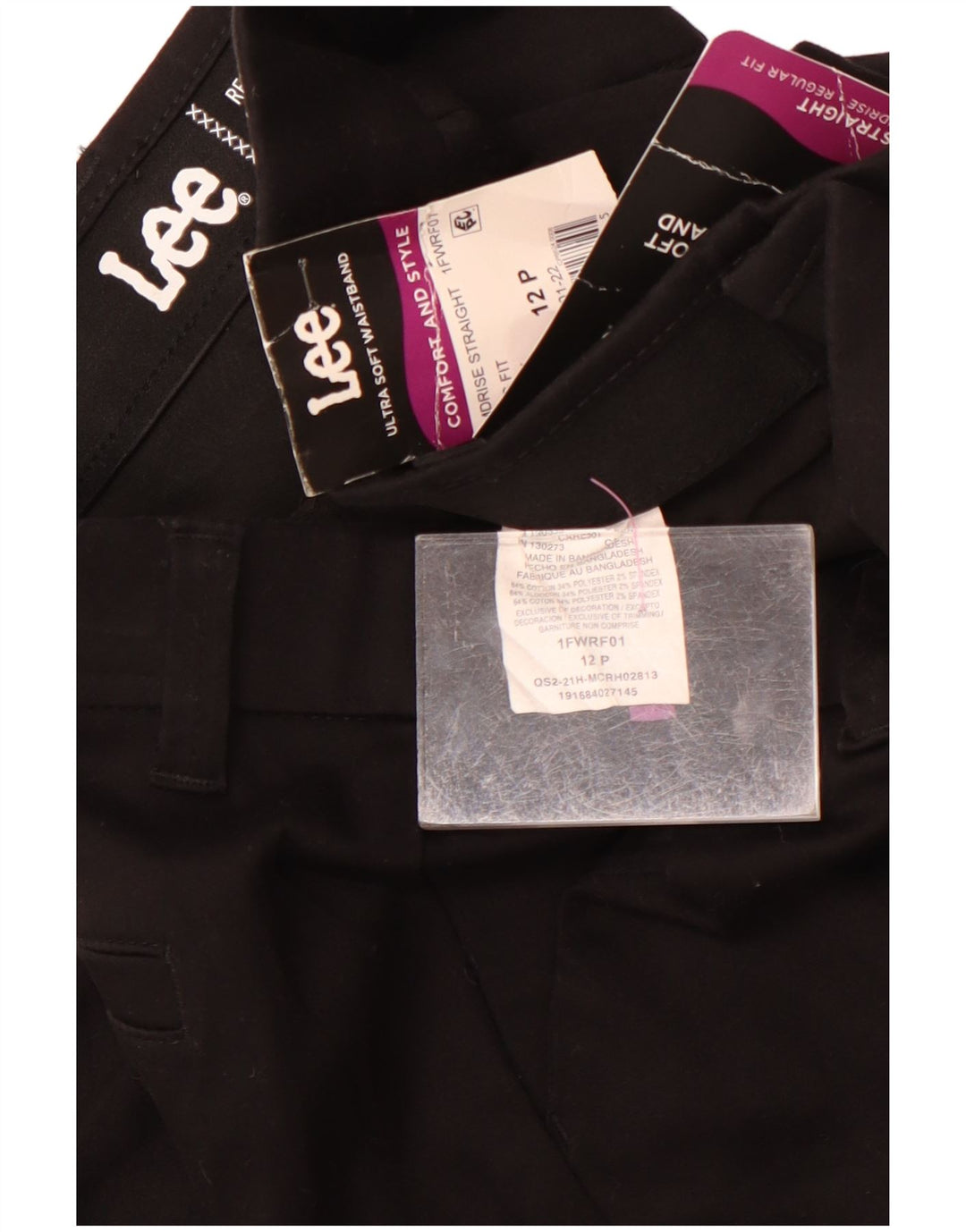 Pantaloni chino dritti da donna a vita media Lee US 12 Large W32 L28 neri