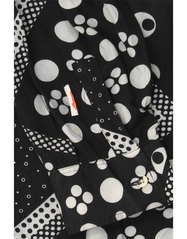 Camicia vintage da uomo XL in viscosa geometrica nera