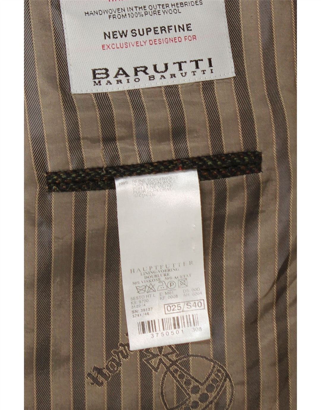 Giacca blazer da uomo a 3 bottoni Mario Barutti UK 46 3XL Lana vergine a quadri kaki