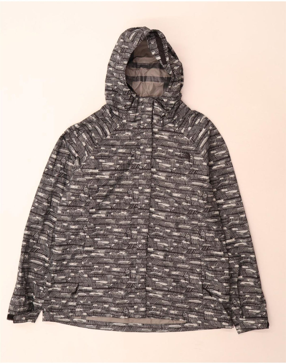 Giacca antipioggia da donna con cappuccio The North Face UK 18 XL Poliestere a righe grigie